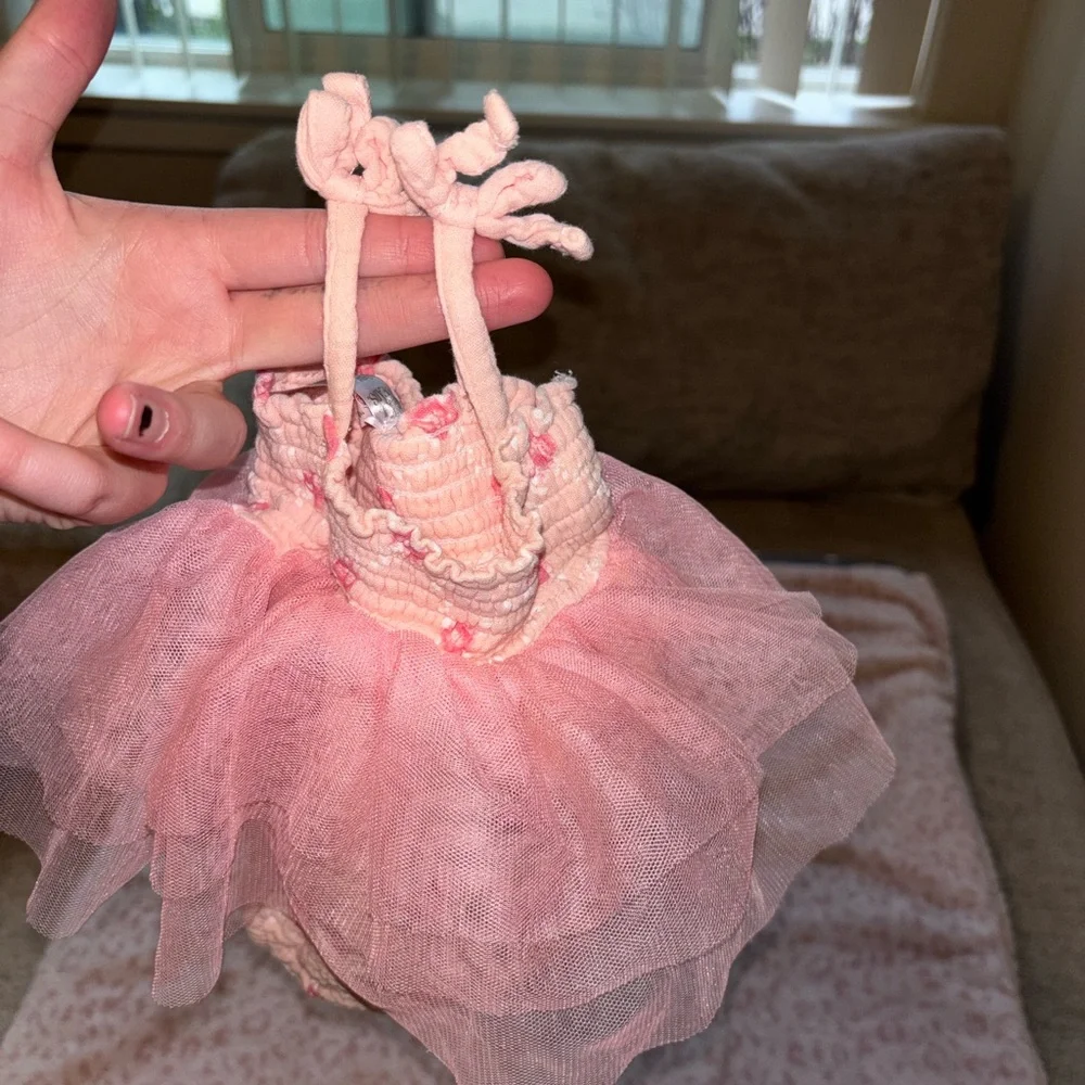 Girls Pink Floral Tulle Romper